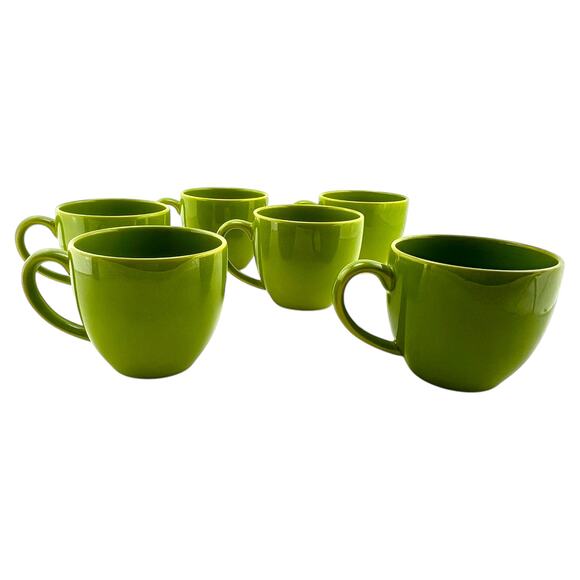 Waechtersbach Kiwi Green Large Mugs (6) 12 oz  Fun Factory Freestyle 3 1/2" Tall - Picture 3 of 7